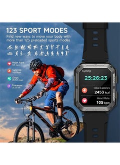 DMG TECH DMG 1.83" Military Smart Watches for Men with Bluetooth Call Activity Tracker with 123 Sports Modes IP68 Waterproof Men's Smartwatch with Heart Rate Blood Pressure Sleep Monitor(Black)  - Image 3