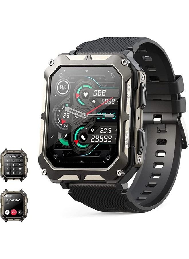 DMG TECH DMG 1.83" Military Smart Watches for Men with Bluetooth Call Activity Tracker with 123 Sports Modes IP68 Waterproof Men's Smartwatch with Heart Rate Blood Pressure Sleep Monitor(Black)  - Image 1