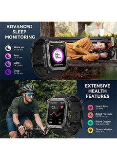 DMG TECH DMG 1.83" Military Smart Watches for Men with Bluetooth Call Activity Tracker with 123 Sports Modes IP68 Waterproof Men's Smartwatch with Heart Rate Blood Pressure Sleep Monitor(Black)  - Image 5