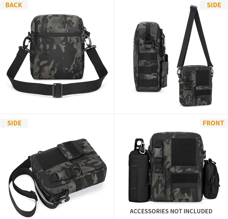 Wowelife Small Canvas Messenger Bag Classic Vintage Black Shoulder bag Small Tactical Bag Brown Crossbody Casual Pack - Image 3