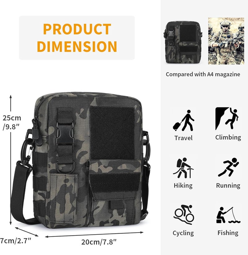 Wowelife Small Canvas Messenger Bag Classic Vintage Black Shoulder bag Small Tactical Bag Brown Crossbody Casual Pack - Image 2