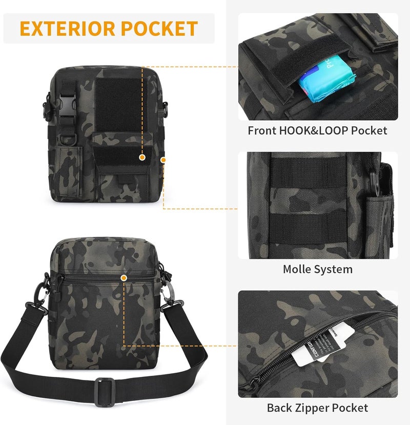 Wowelife Small Canvas Messenger Bag Classic Vintage Black Shoulder bag Small Tactical Bag Brown Crossbody Casual Pack - Image 5