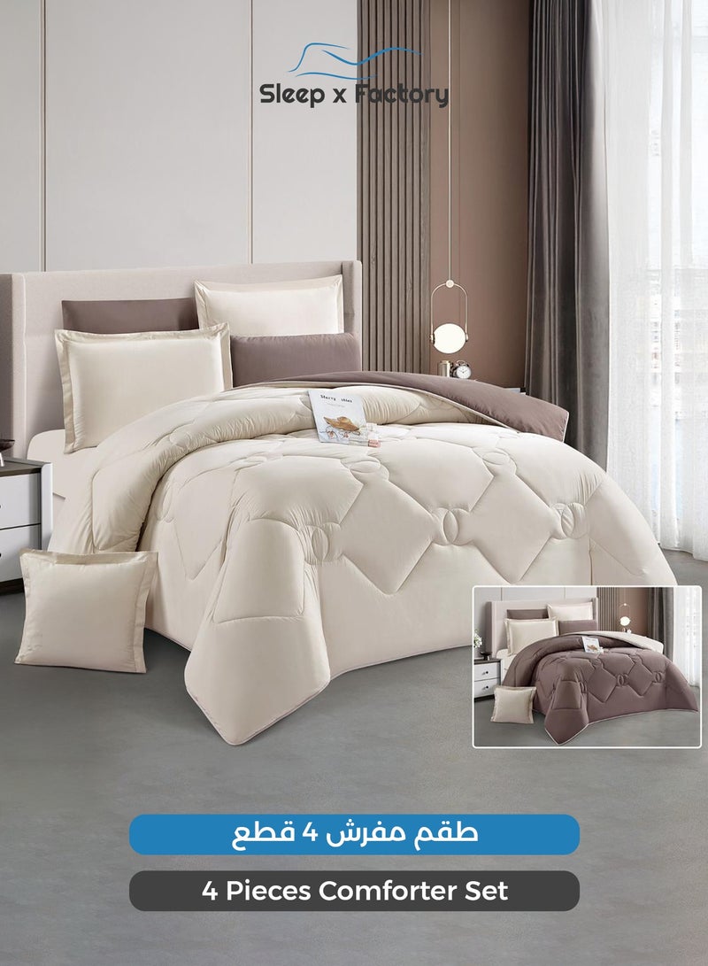 سليب × فاكتوري طقم مفرش سرير 4 قطع مايكروفايبر فاخر – يناسب سرير مفرد مقاس 140×200 سم - Image 1