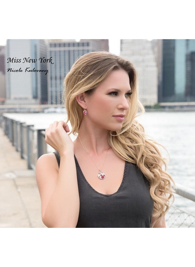 Leafael Ocean Bubble Women'S Jewelry Set Made With Premium Crystals Opal Pink Ruby Red Costume Fashion Pendant Necklace Earring Set 18K Rose Gold Plated 18 + 2 Gifts For Women - Image 3