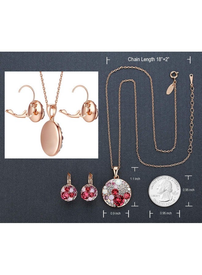 Leafael Ocean Bubble Women'S Jewelry Set Made With Premium Crystals Opal Pink Ruby Red Costume Fashion Pendant Necklace Earring Set 18K Rose Gold Plated 18 + 2 Gifts For Women - Image 5