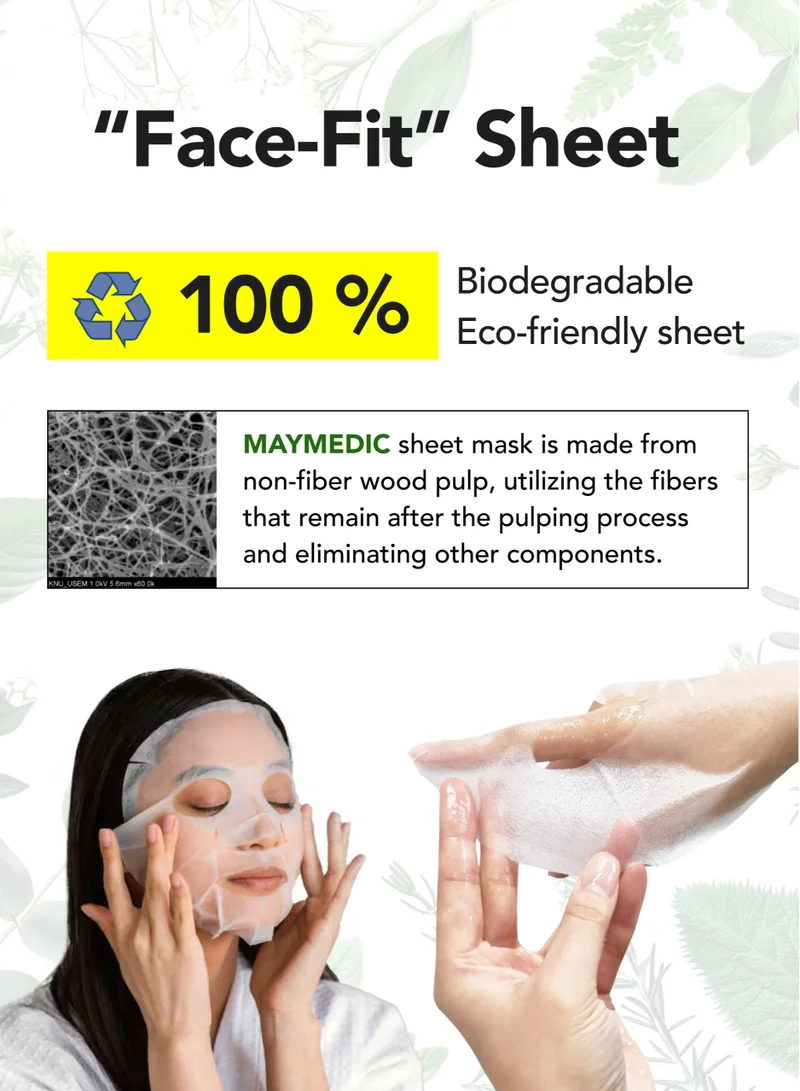 maymedic Korean Face Sheet Mask with Hyaluronic Acid 5 pcs - Natural Beauty Skincare For All Skin Types - Hydrating & Moisturizing for Sensitive Skin