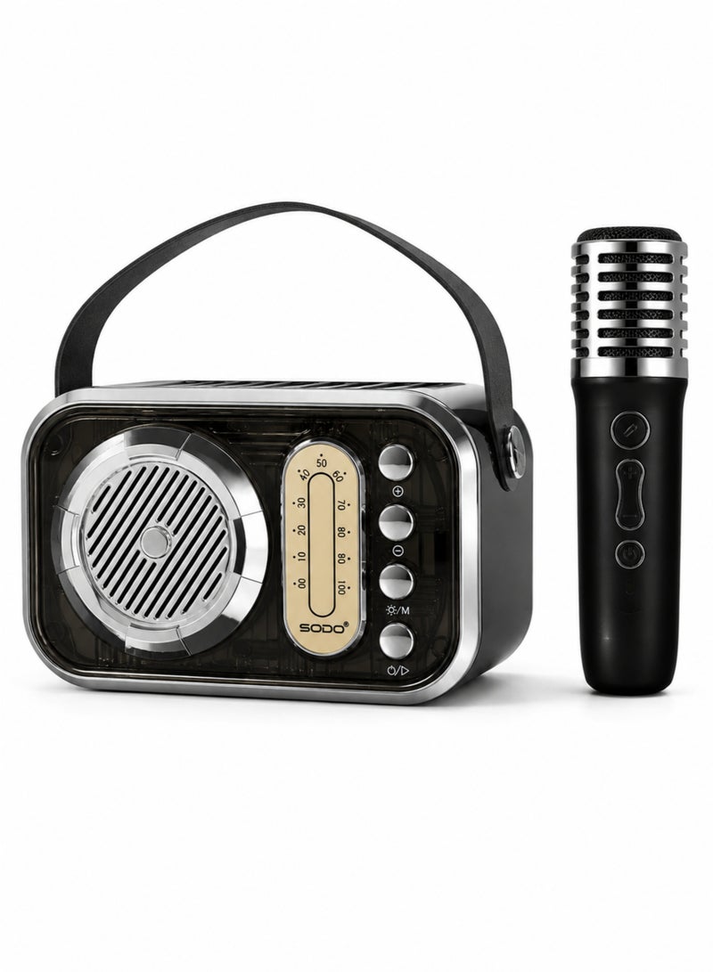 SODO SD10 Bluetooth Karaoke Speaker with Wireless Microphone, RGB Light, Portable Wireless Speaker, USB/TF/AUX - Image 1