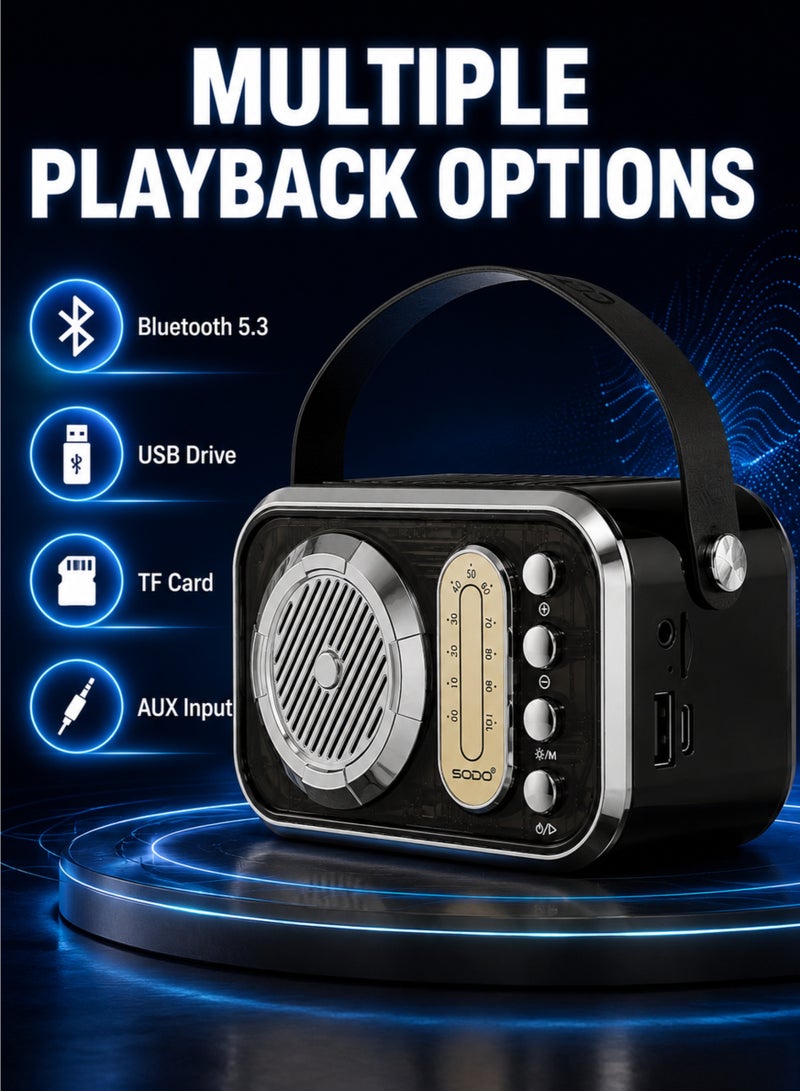 SODO SD10 Bluetooth Karaoke Speaker with Wireless Microphone, RGB Light, Portable Wireless Speaker, USB/TF/AUX - Image 4