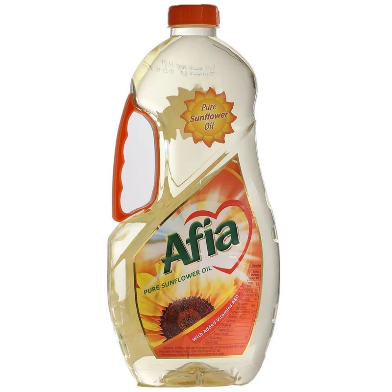 Afia Pure Sunflower Oil with Added Vitamins A and D - 1.5Liters - Image 1