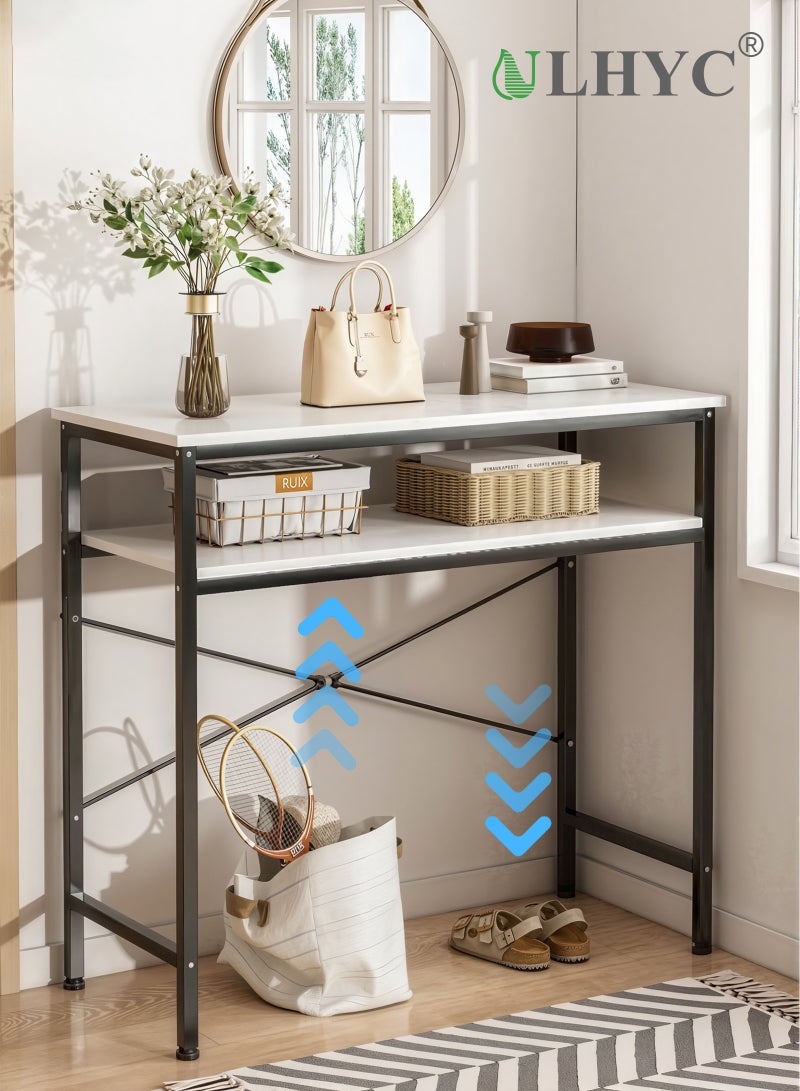 ULHYC Space-Saving 2-Tier Console Table, 100x30x90cm Narrow Entryway Table, Slim Hallway & Sofa Table with Bottom Shelf for Living Room, Bedroom - Image 1
