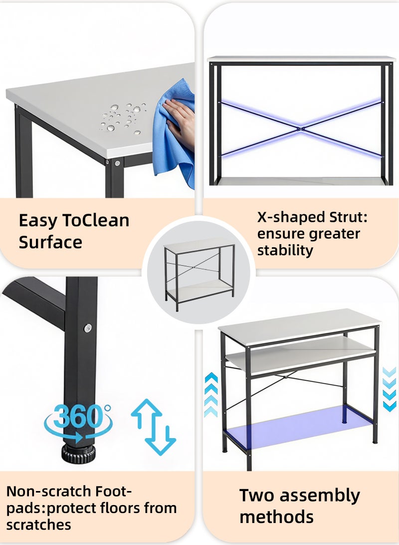 ULHYC Space-Saving 2-Tier Console Table, 100x30x90cm Narrow Entryway Table, Slim Hallway & Sofa Table with Bottom Shelf for Living Room, Bedroom - Image 5