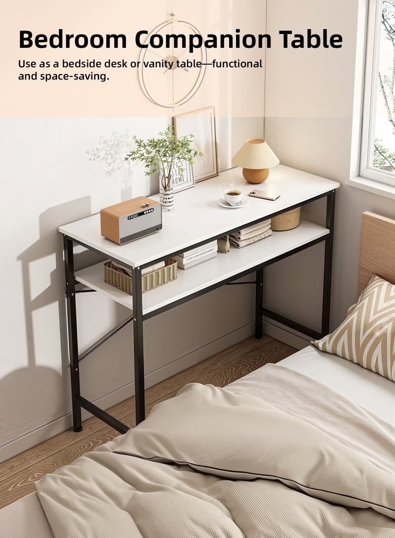 ULHYC Space-Saving 2-Tier Console Table, 100x30x90cm Narrow Entryway Table, Slim Hallway & Sofa Table with Bottom Shelf for Living Room, Bedroom - Image 2