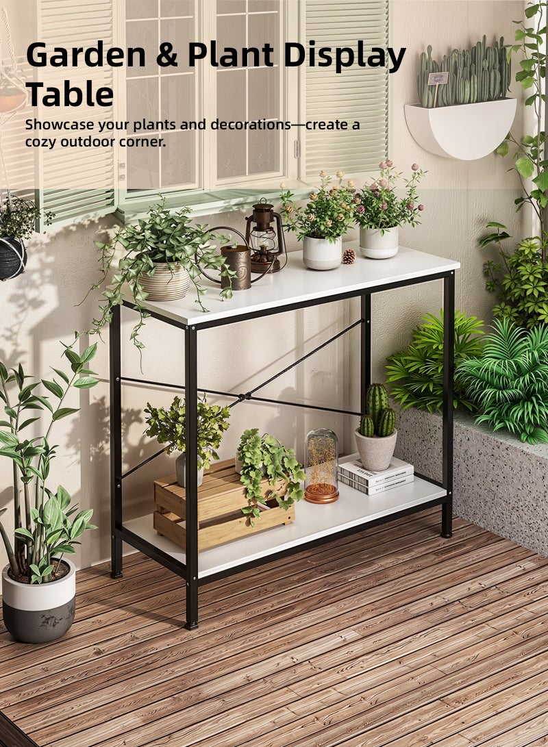 ULHYC Space-Saving 2-Tier Console Table, 100x30x90cm Narrow Entryway Table, Slim Hallway & Sofa Table with Bottom Shelf for Living Room, Bedroom - Image 4