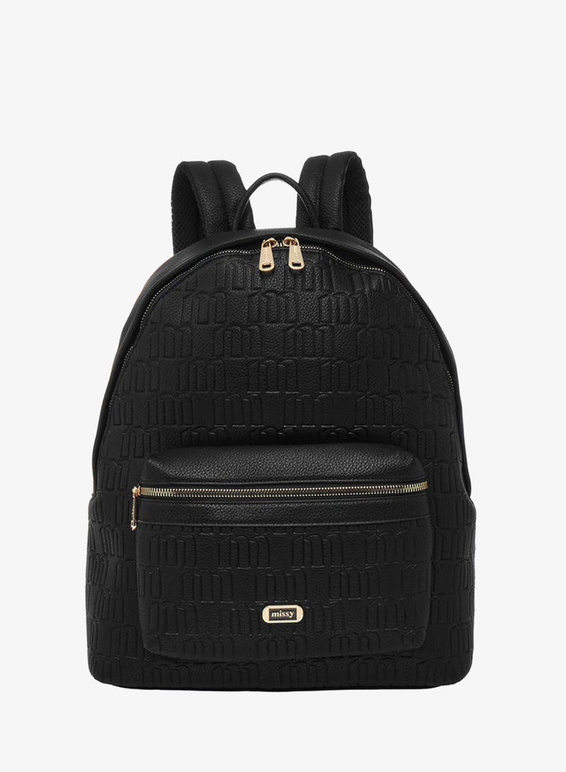 MISSY Monogram Embossed School Backpack With Laptop Compartment - 17.5x32x39.5 CM - Image 1