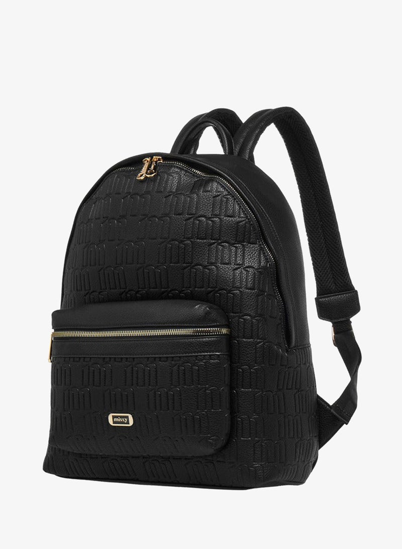MISSY Monogram Embossed School Backpack With Laptop Compartment - 17.5x32x39.5 CM - Image 2