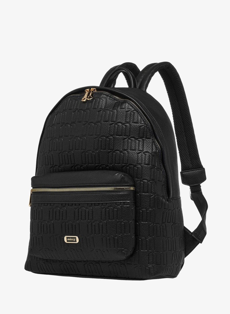 MISSY Monogram Embossed School Backpack With Laptop Compartment - 17.5x32x39.5 CM - Image 5