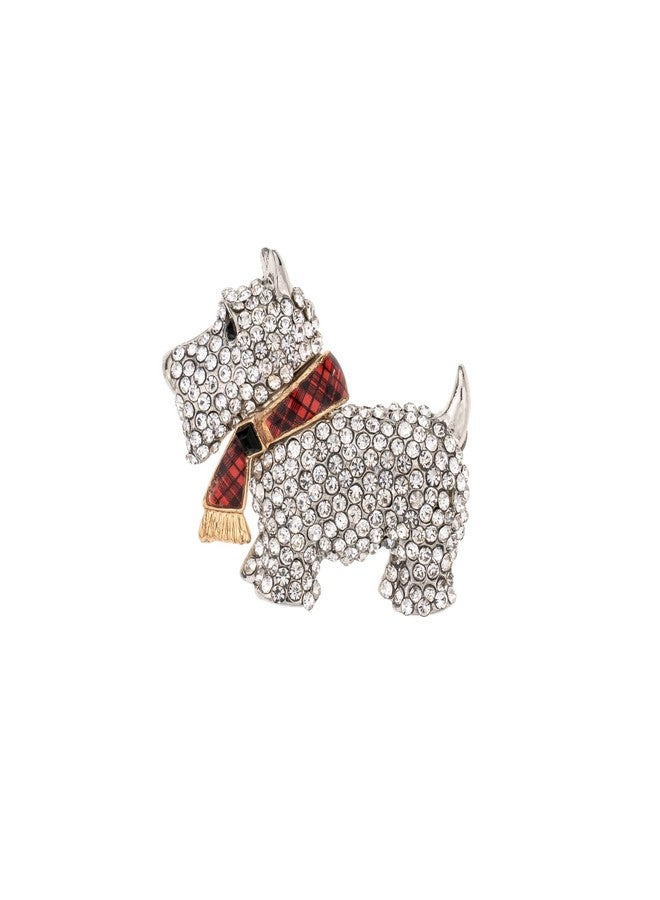MADISON TYLER Christmas Dog Pin Brooch for Backpacks | Winter Cute Shiny Pave Rhinestone Scottish Terrier Dog | Pins Aesthetic Holiday Gifts for Friends - Image 1