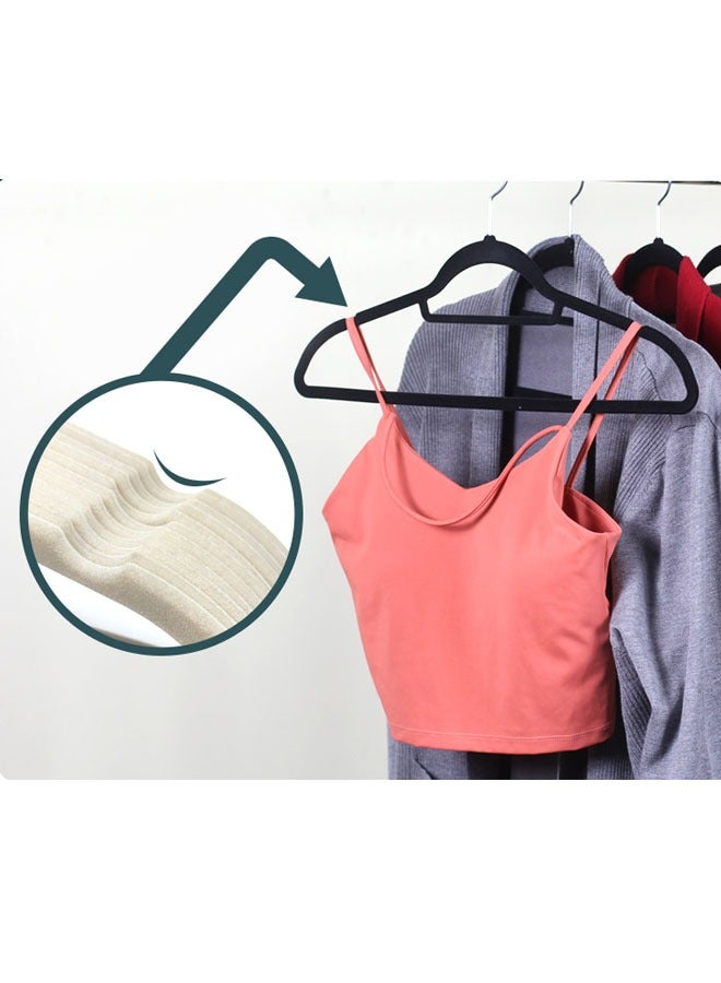 ZCM-HAPPY 50- Piece Anti Slip Velvet Cloth Hanger Set Black - Image 5