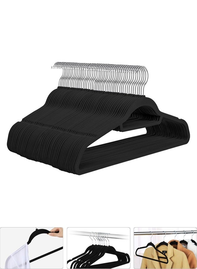 ZCM-HAPPY 50- Piece Anti Slip Velvet Cloth Hanger Set Black - Image 1