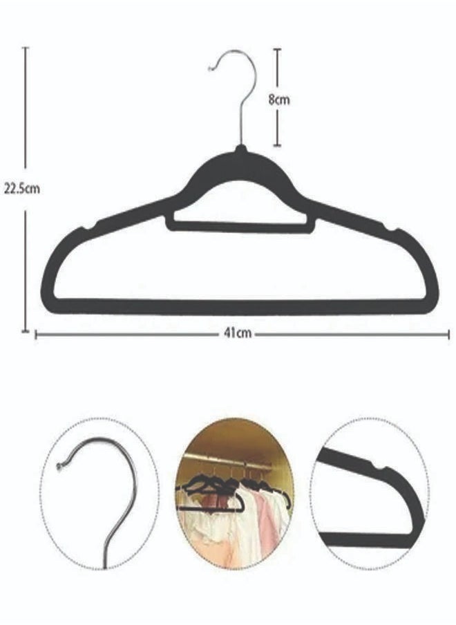 ZCM-HAPPY 50- Piece Anti Slip Velvet Cloth Hanger Set Black  - Image 2