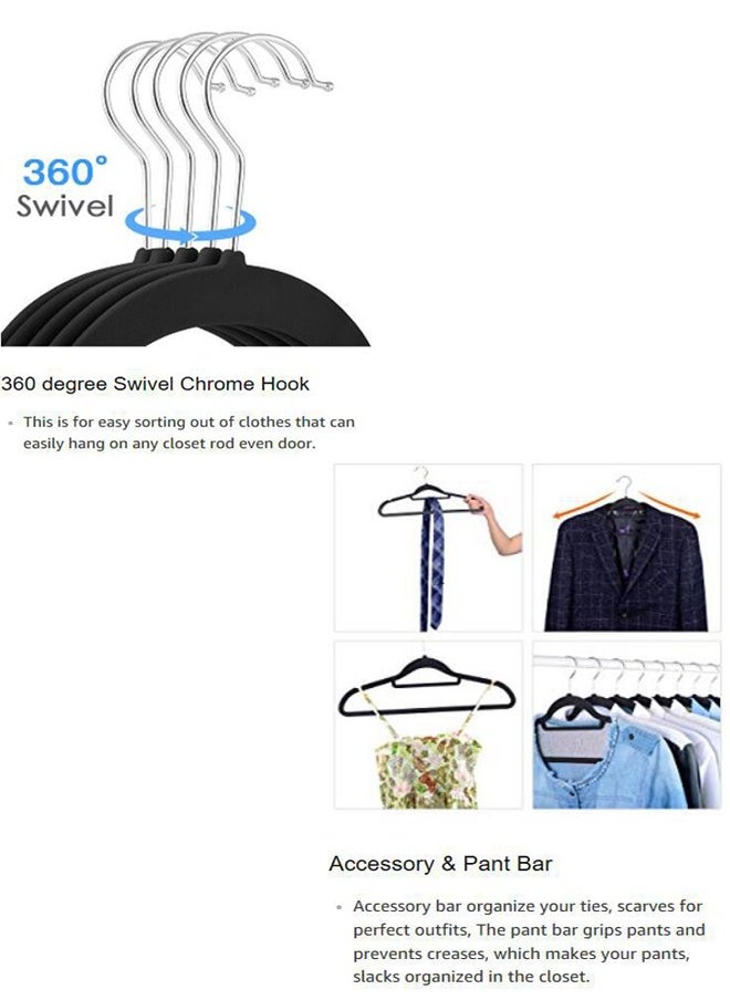 ZCM-HAPPY 50- Piece Anti Slip Velvet Cloth Hanger Set Black  - Image 4