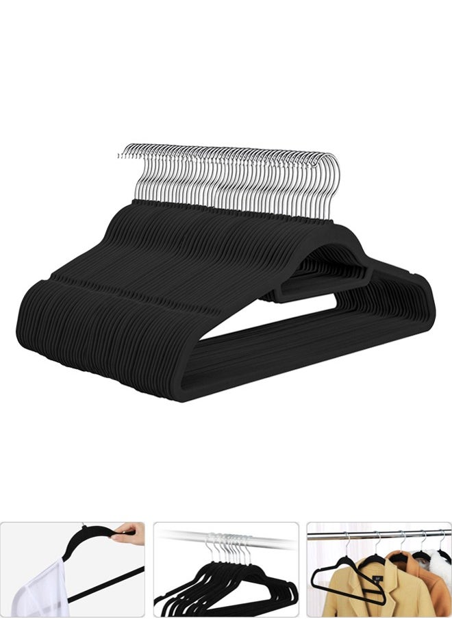 ZCM-HAPPY 50- Piece Anti Slip Velvet Cloth Hanger Set Black  - Image 1
