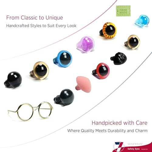 SEVENSUN 266 PCS Safety Eyes for Crocheting, Crochet Safety Eyes and Noses for Amigurumi Crochet Animals Craft Doll Eye Glasses - Image 3