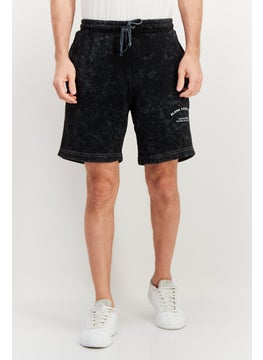 Men Brand Logo Basic Shorts, Black