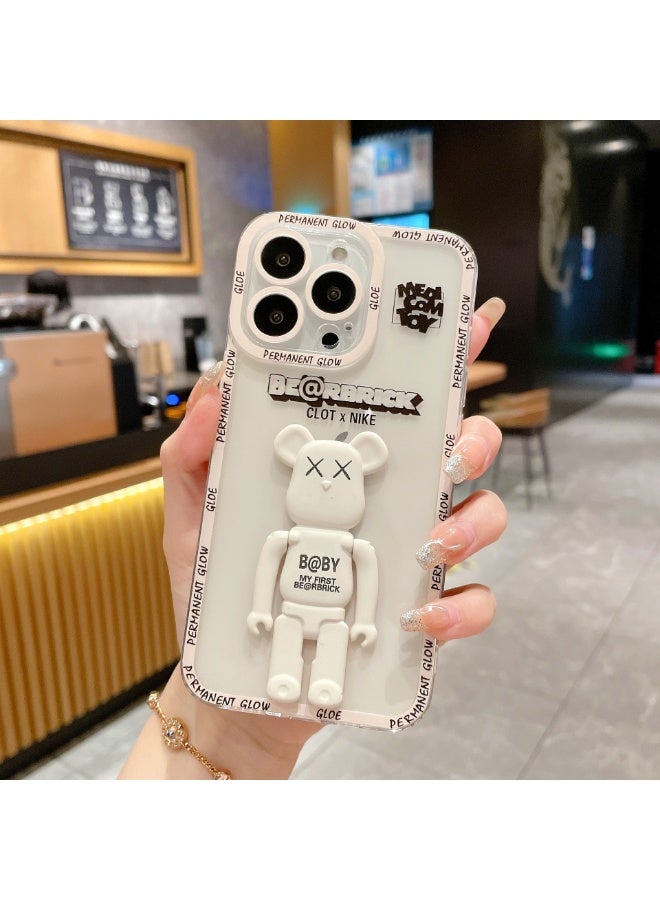 NIBEMINENT Violent Bear Bracket Protective TPU Case Cover For iPhone 14, White