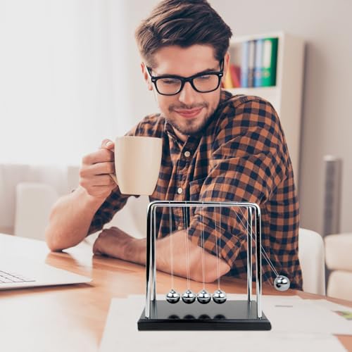 Sealive Large Newton's Cradle - Sealive Office Desk Decorations - Science Fun & Stress Relief for Men - Helps with Thinking, Concentration and Calm Down for Office & Home - Image 3