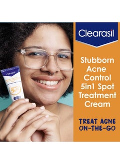 Clearasil Clearasil Stubborn Acne Control 5in1 Spot Treatment Cream, Maximum Strenght with 10% Benzoyl Peroxide, Acne Medication, 1 oz  - Image 5