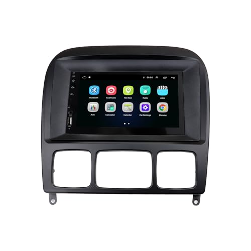 DKMUS Double Din and 9 Inches Radio Dash Kit Compatible with Mercedes Benz S Class W220 1998-2005 Stereo Installation Mount Trim Bezel (Black Color) - Image 3