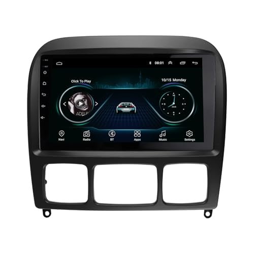 DKMUS Double Din and 9 Inches Radio Dash Kit Compatible with Mercedes Benz S Class W220 1998-2005 Stereo Installation Mount Trim Bezel (Black Color) - Image 2