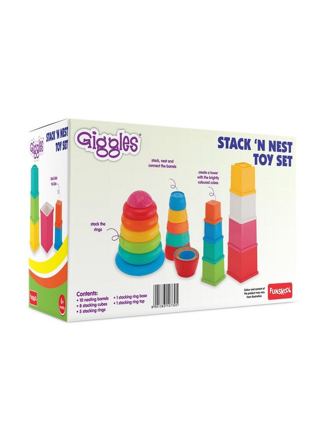 giggles L Giggles - Stack N Nest Toy , Multicolour 3 In 1 Gift Set, Develops Motor Skills , 6 Months & Above, Infant And Preschool Toys - Image 2
