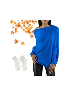 Quatrainex Asymmetric Draped Jumper, Asymmetrical Sweaters for Women, Oversized Off The Shoulder Sweater