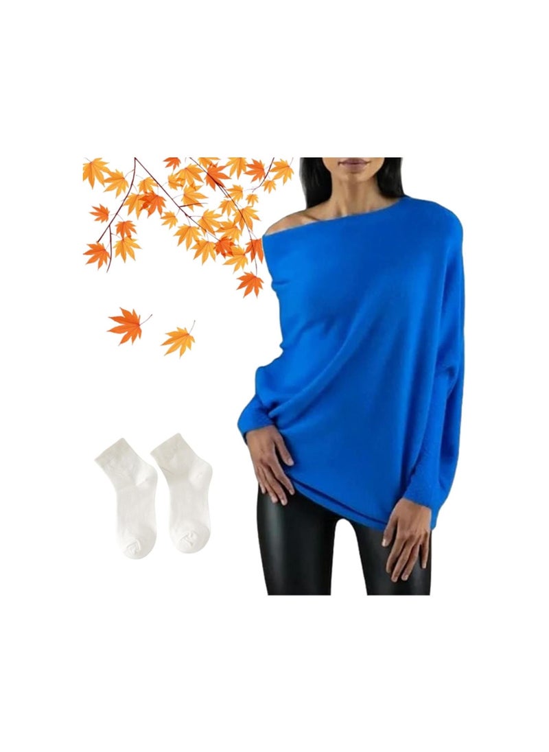 Generic - Quatrainex Asymmetric Draped Jumper, Asymmetrical Sweaters for Women, Oversized Off The Shoulder Sweater - Image 1