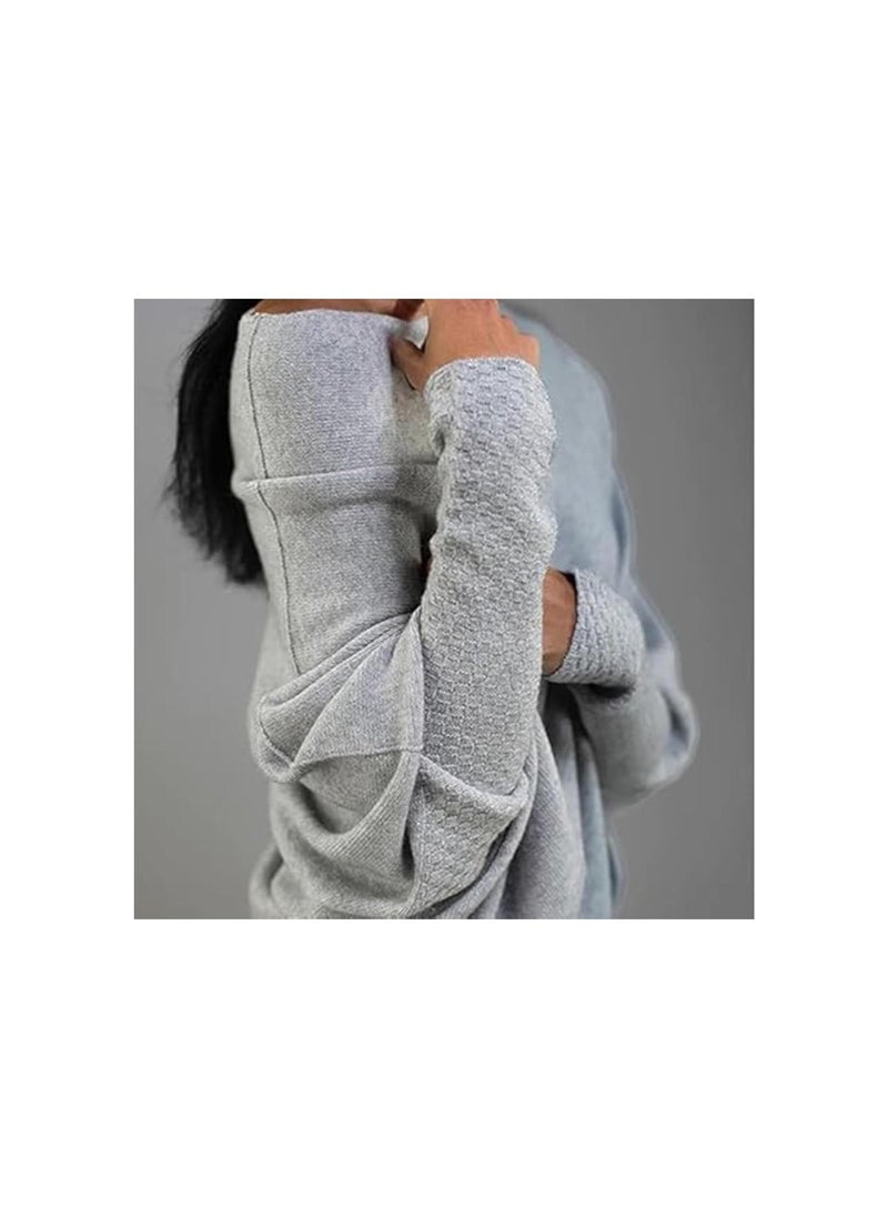 Generic - Quatrainex Asymmetric Draped Jumper, Asymmetrical Sweaters for Women, Oversized Off The Shoulder Sweater - Image 1