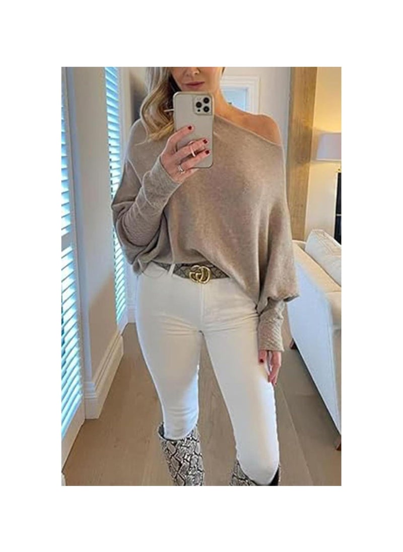 Generic - Quatrainex Asymmetric Draped Jumper, Asymmetrical Sweaters for Women, Oversized Off The Shoulder Sweater - Image 1