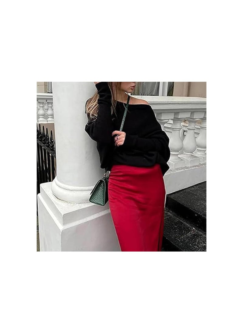 Generic - Quatrainex Asymmetric Draped Jumper, Asymmetrical Sweaters for Women, Oversized Off The Shoulder Sweater - Image 1