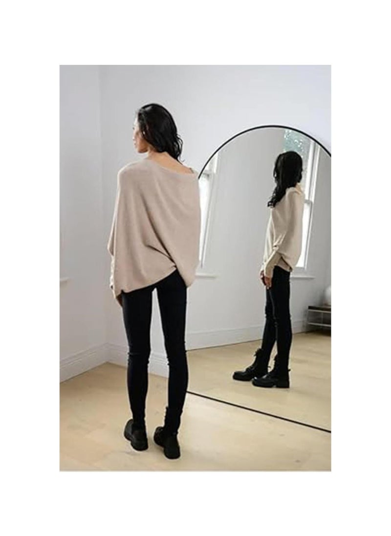 Generic - Quatrainex Asymmetric Draped Jumper, Asymmetrical Sweaters for Women, Oversized Off The Shoulder Sweater - Image 1