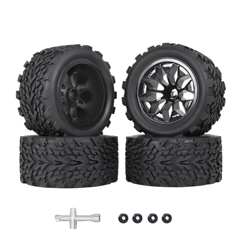 RC Station 12mm Hex RC Wheels and Tires 110 Scale RC Truck Tires and Wheels for Traxxas Rustler Stampede 2wd 4x4 vxl Hoss ERevo Redcat Volcano EPX RIAARIO AMORIL Tires and Wheels Preglued 4PCS - Image 1