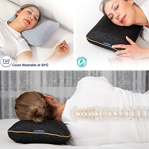 alkamto Travel & Camping Comfortable Memory Foam Pillow – Easy to Carry Portable Bag – Temperature Regulating Pillow Case (Black + Extra Cover) - Image 5