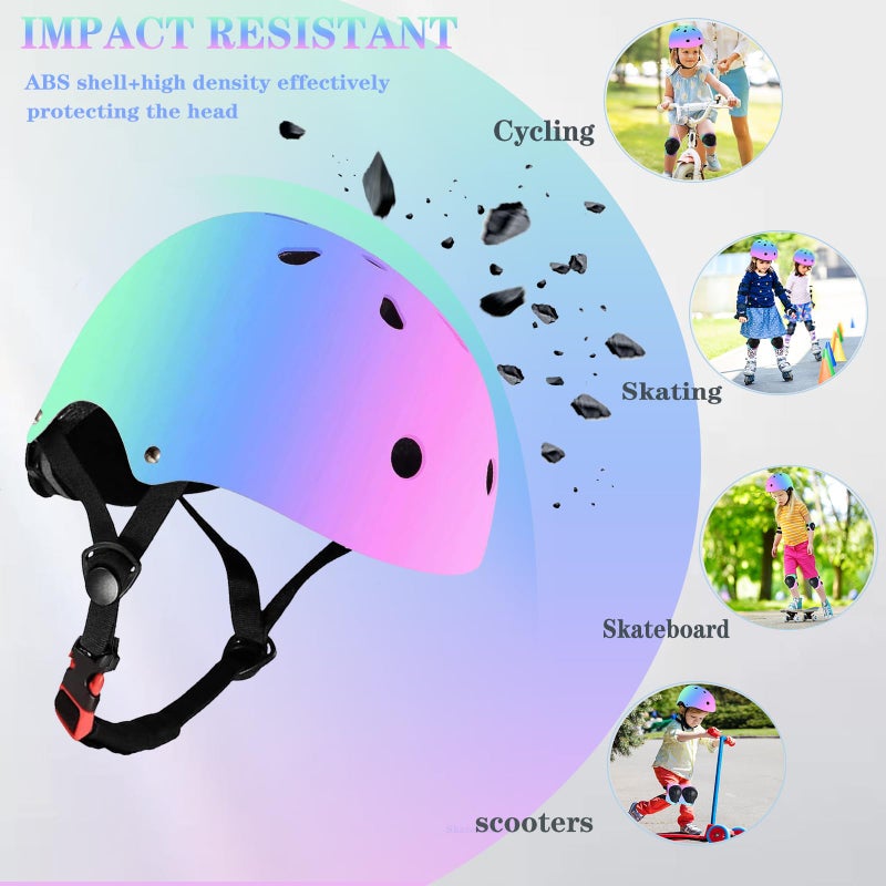 FOOKCIAN Kids Bike Helmet Adjustable Bike Helmet with Knee Pad Elbow Pads Guards, Toddler Helmets for 3-5-8-14+Riding Scooter Inline skatings Skateboard Helmet - Image 4