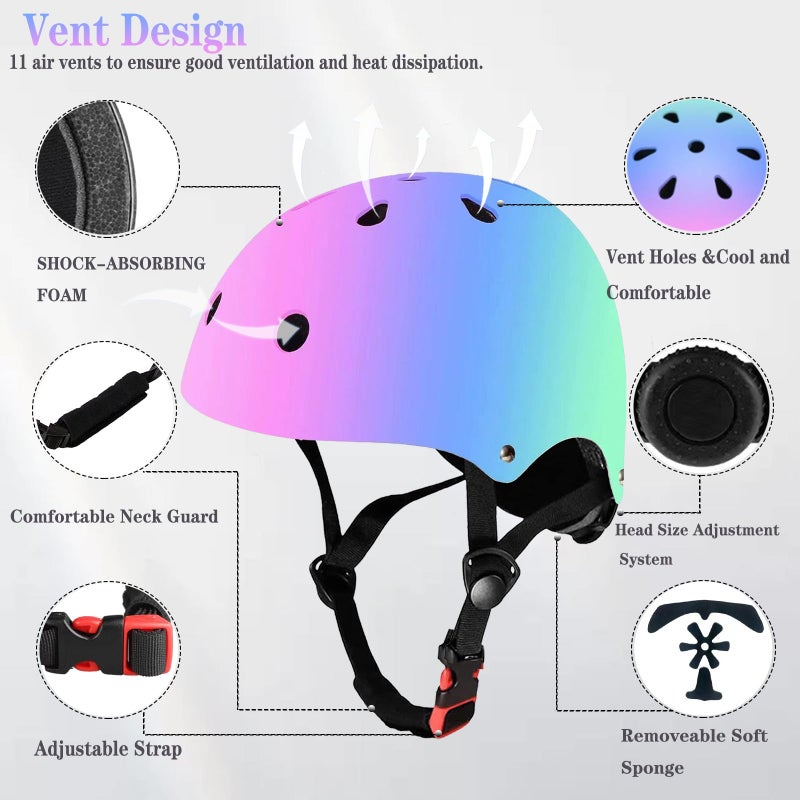 FOOKCIAN Kids Bike Helmet Adjustable Bike Helmet with Knee Pad Elbow Pads Guards, Toddler Helmets for 3-5-8-14+Riding Scooter Inline skatings Skateboard Helmet - Image 5