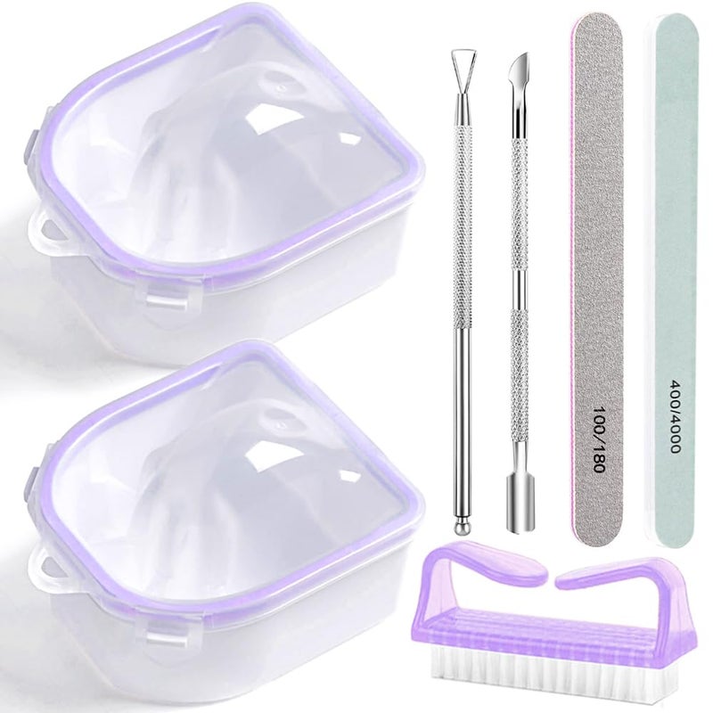 HiMo Nail Soaking Bowl, Gel Nail Polish Remover Kit, Manicure Bowl for Hand, Dip Powder Remover Tools, Nail Soak Off Bowl for Acrylic Nails, Nail Brush, Cuticle Pusher, Cuticle Peeler, 100/180 Nail File,