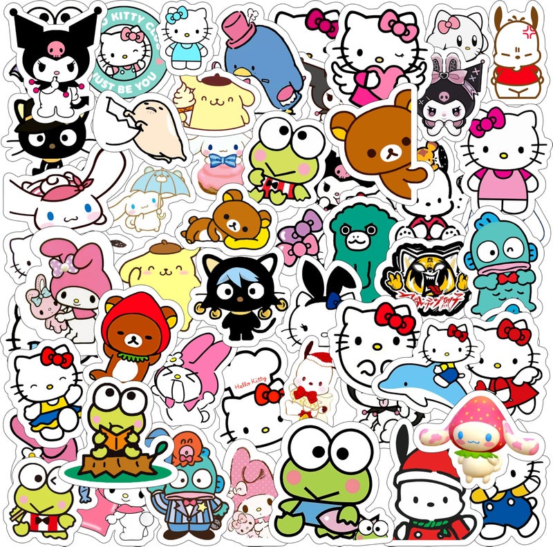 True Flair Trueflair Kitty Pack of 55 Vinyl Laptop Stickers, Random Designs, for Laptop, Journal, Bike Helmet, Diary, Guitar, Mobile, Waterproof, Self-Adhesive (Kitty) - Image 1