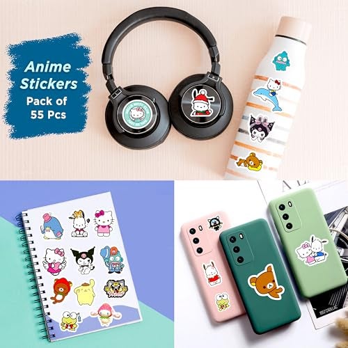True Flair Trueflair Kitty Pack of 55 Vinyl Laptop Stickers, Random Designs, for Laptop, Journal, Bike Helmet, Diary, Guitar, Mobile, Waterproof, Self-Adhesive (Kitty) - Image 2