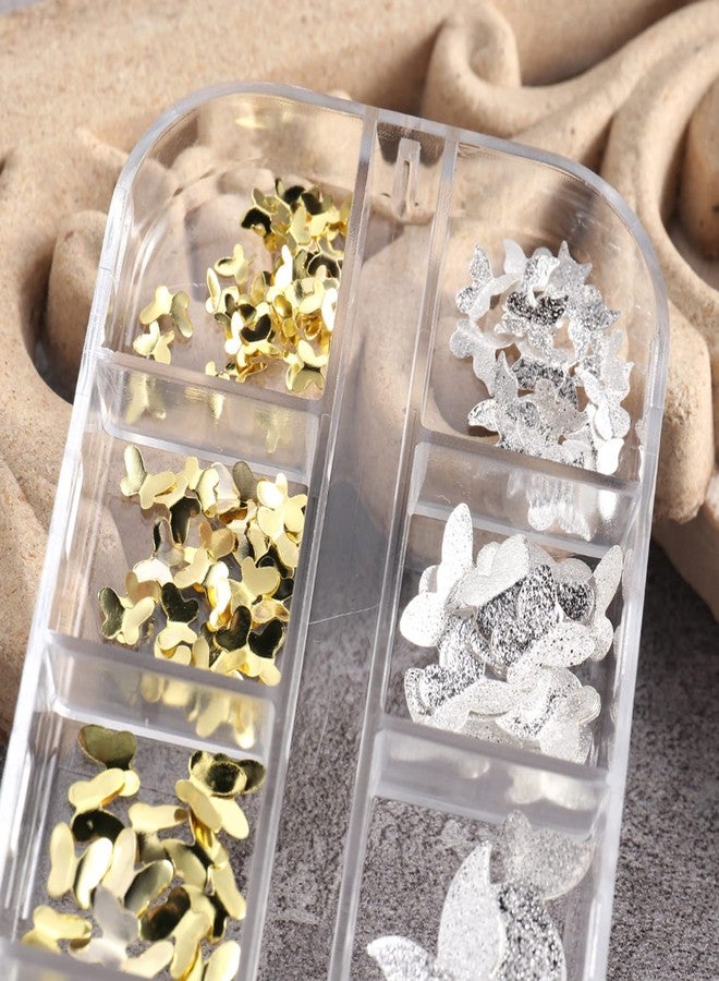 TBRZTR Metal Butterfly Nail Art Decorations, 3D Gold Silver Butterflies Nail Glitter Sequins, Glitter Gold Flying Butterfly Nail Art Design, Metal Butterflies Flakes Acrylic Supplies for Women Manicure Art - Image 3
