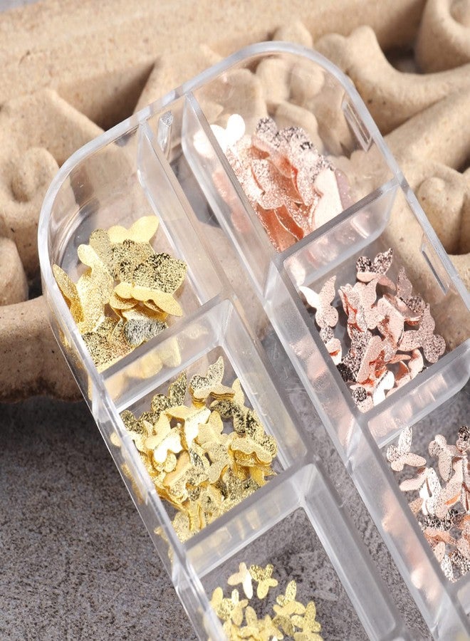 TBRZTR Metal Butterfly Nail Art Decorations, 3D Gold Silver Butterflies Nail Glitter Sequins, Glitter Gold Flying Butterfly Nail Art Design, Metal Butterflies Flakes Acrylic Supplies for Women Manicure Art - Image 2