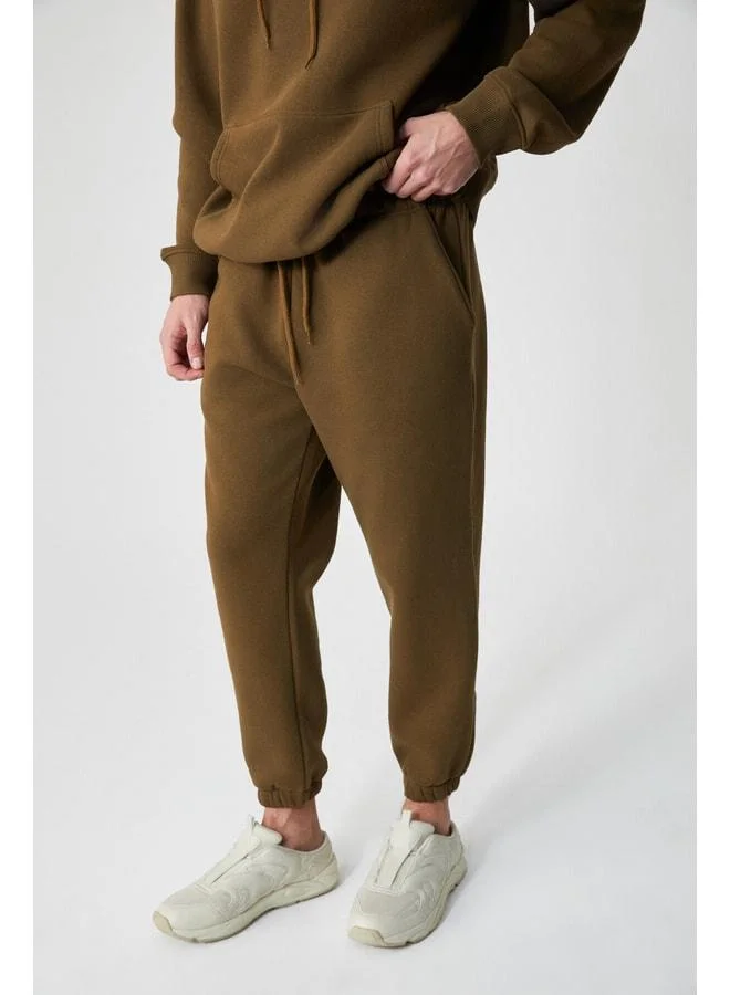 GRIMELANGE DIVOF Men's Elastic Cuff Regular Pocket Khaki Sweatpants